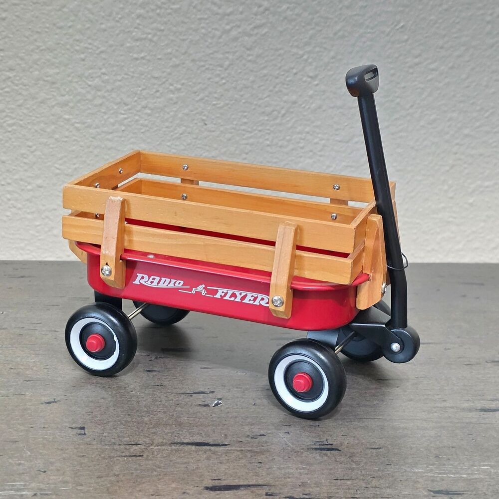 Vintage 1998 Radio Flyer My Little Trav-ler Wagon #904 Mini Red Wood Metal